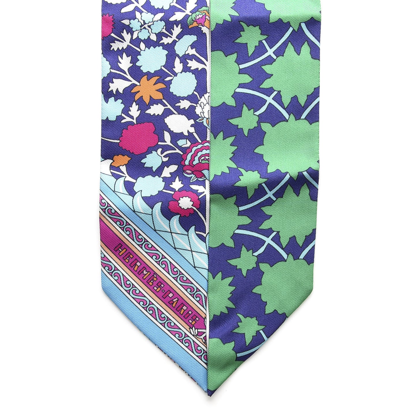 Silk Tapis Persans Twilly Vert Bleu Fuchsia