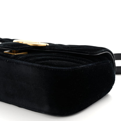 Gucci Velvet Matelasse Mini GG Marmont Shoulder Bag Black 10 of 10