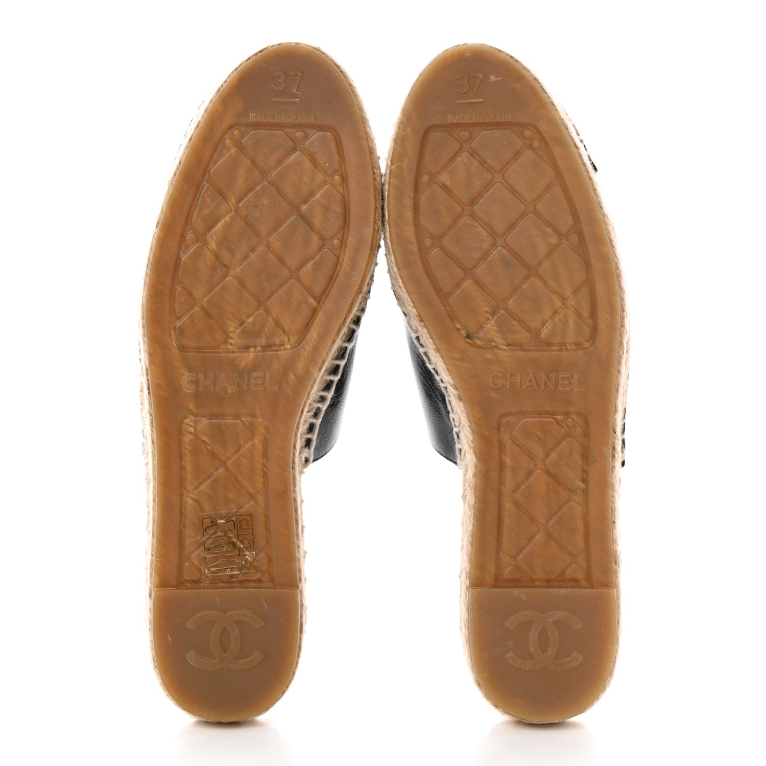 Chanel Iridescent Goatskin Patent CC Espadrille Mules 37 Black 5 of 15