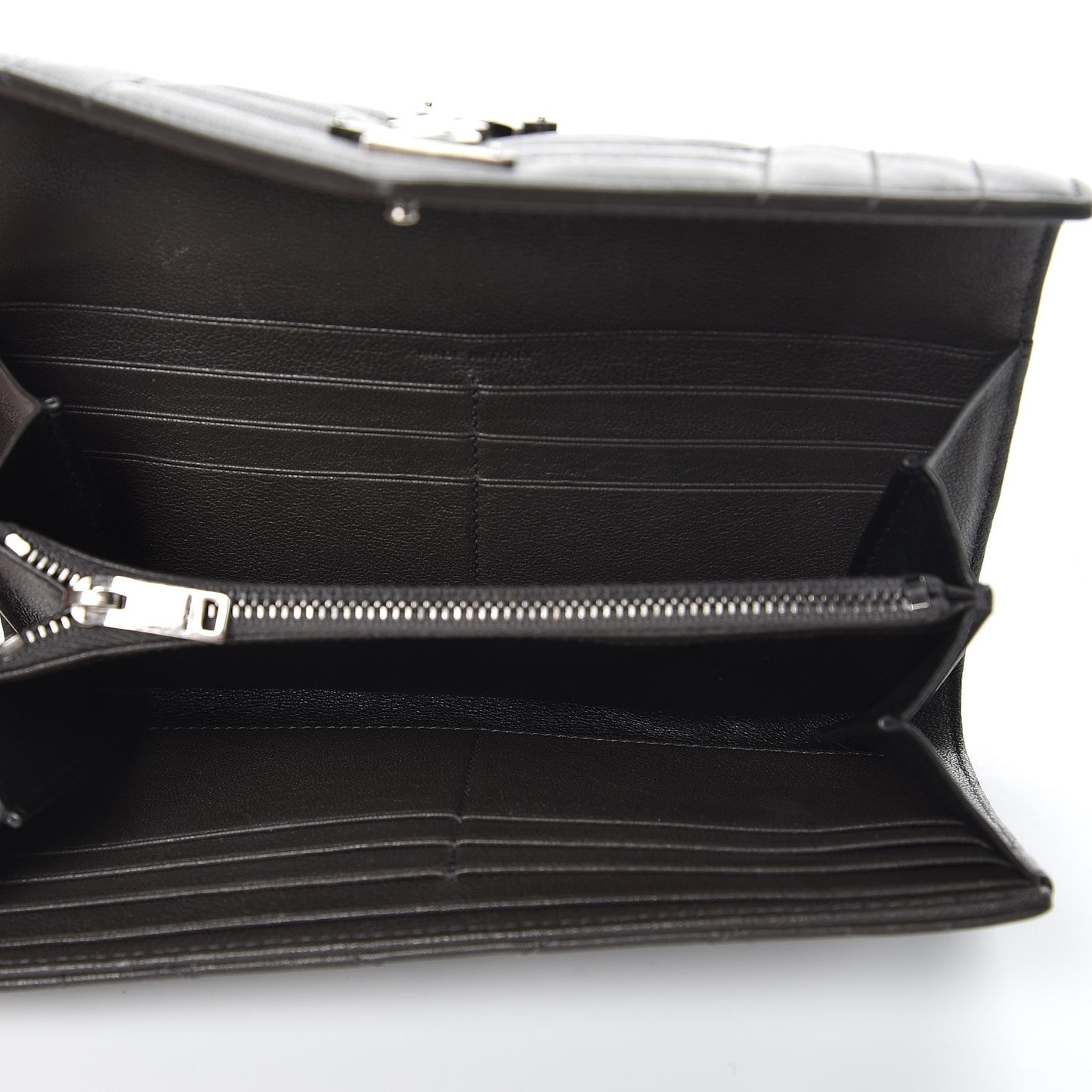 Lambskin Mixed Matelasse Quilted Large Monogram Envelope Wallet Coal