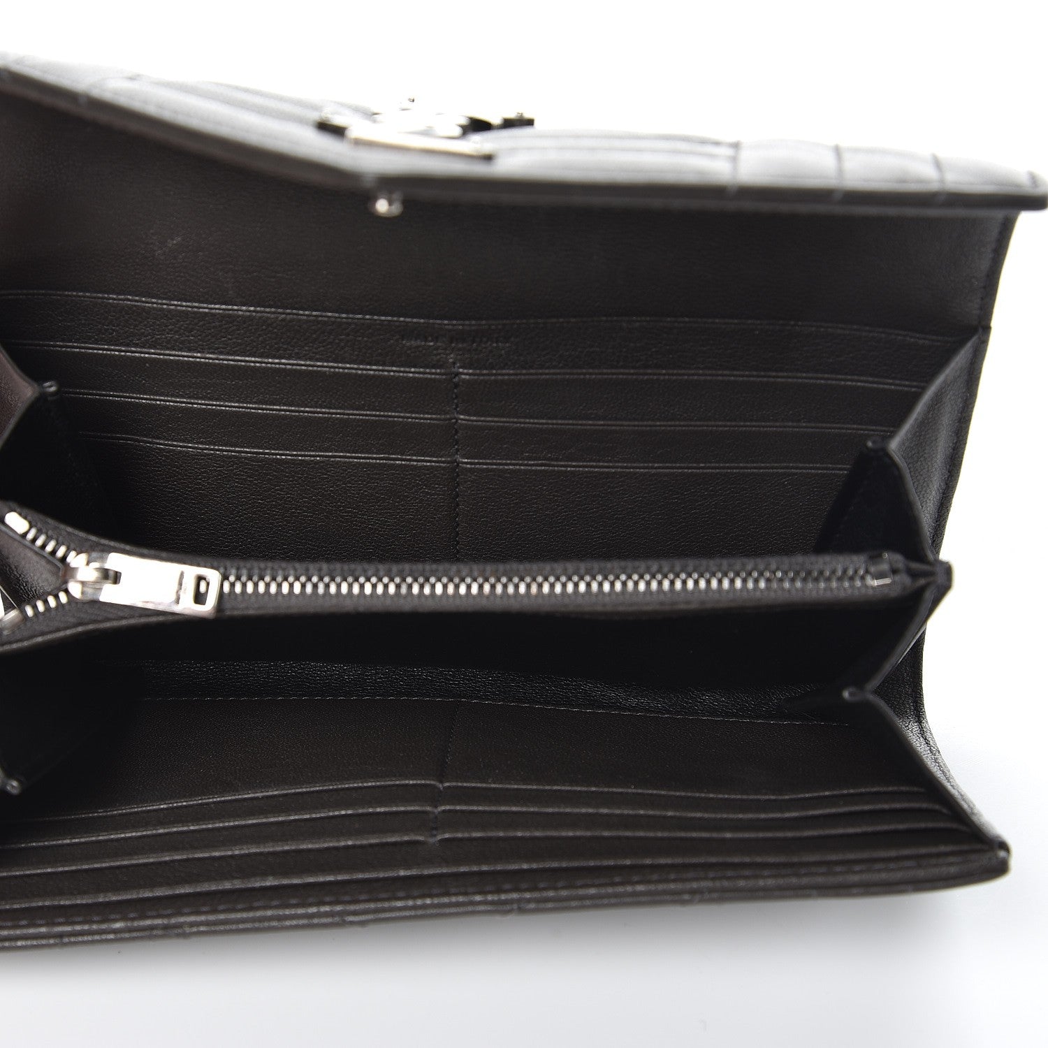 Saint Laurent Lambskin Mixed Matelasse Quilted Large Monogram Envelope Wallet Coal 5 of 8