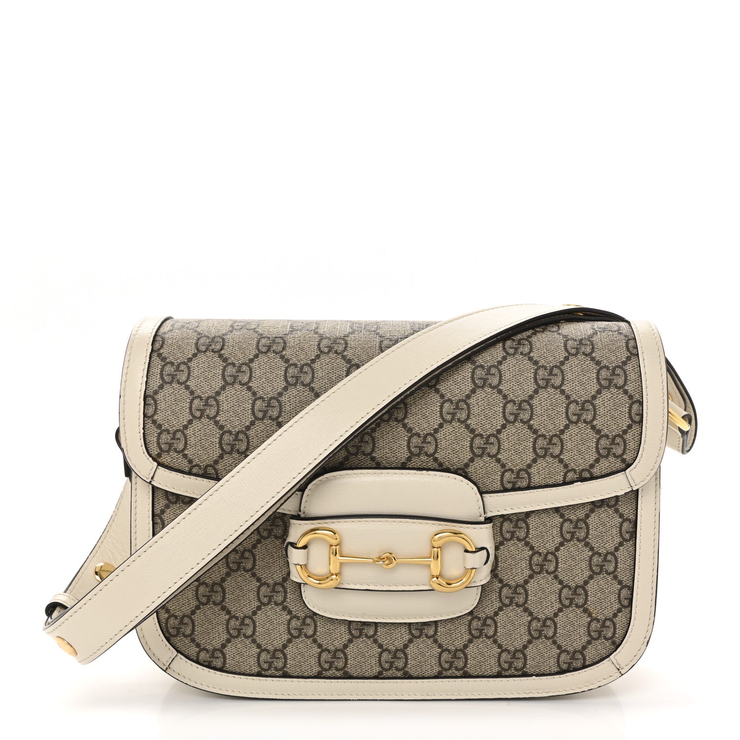 Gucci GG Supreme Monogram Horsebit 1955 Shoulder Bag Beige Mystic White 1 of 13