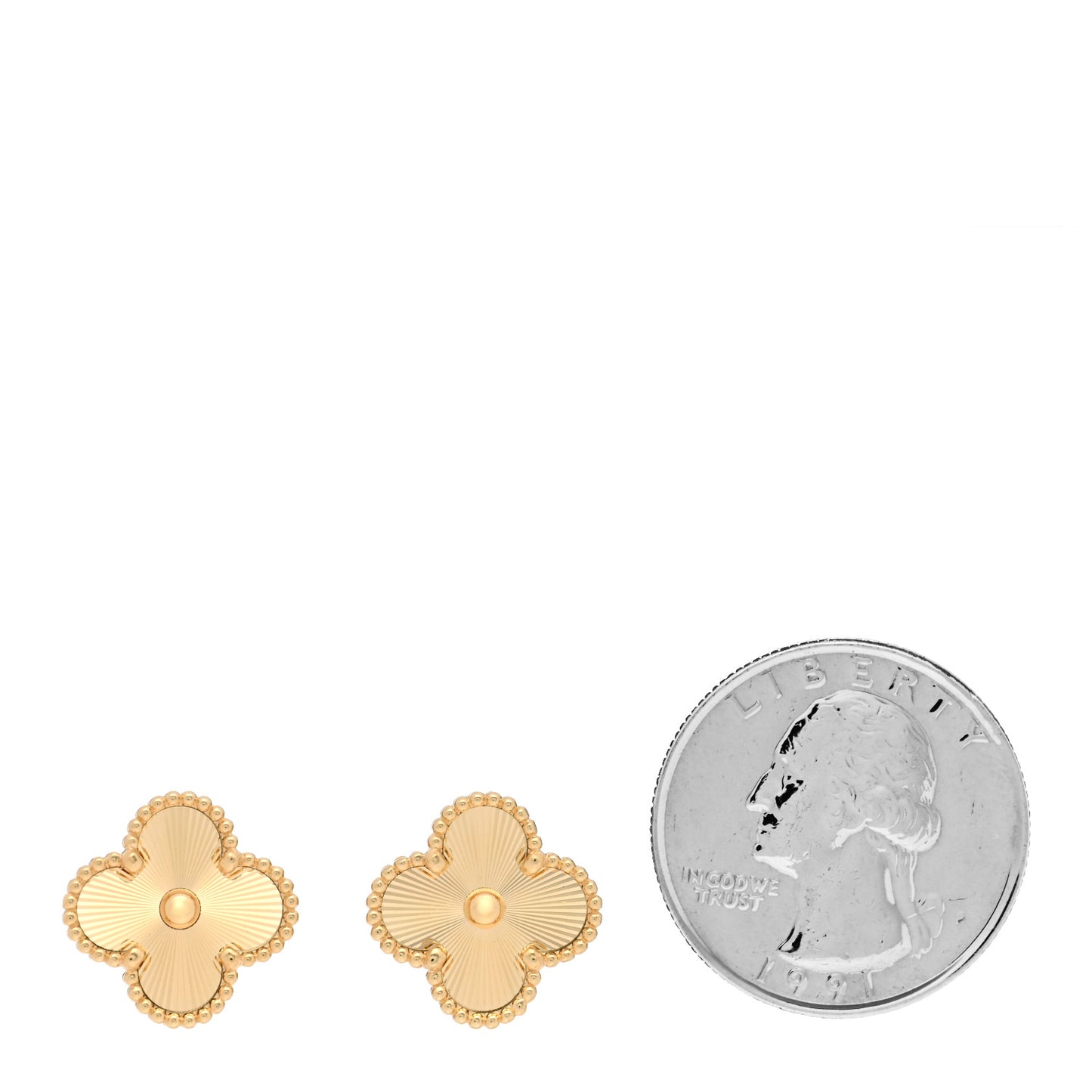 18K Yellow Gold Guilloche Vintage Alhambra Earrings