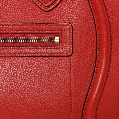 Celine Drummed Calfskin Micro Luggage Coquelicot 10 of 12