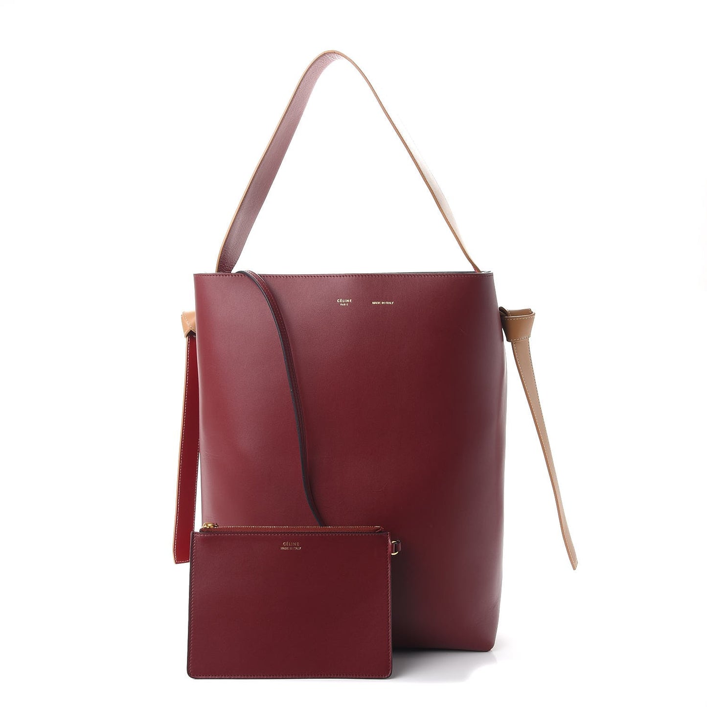 Shiny Smooth Calfskin Small Twisted Cabas Dark Ruby Navy