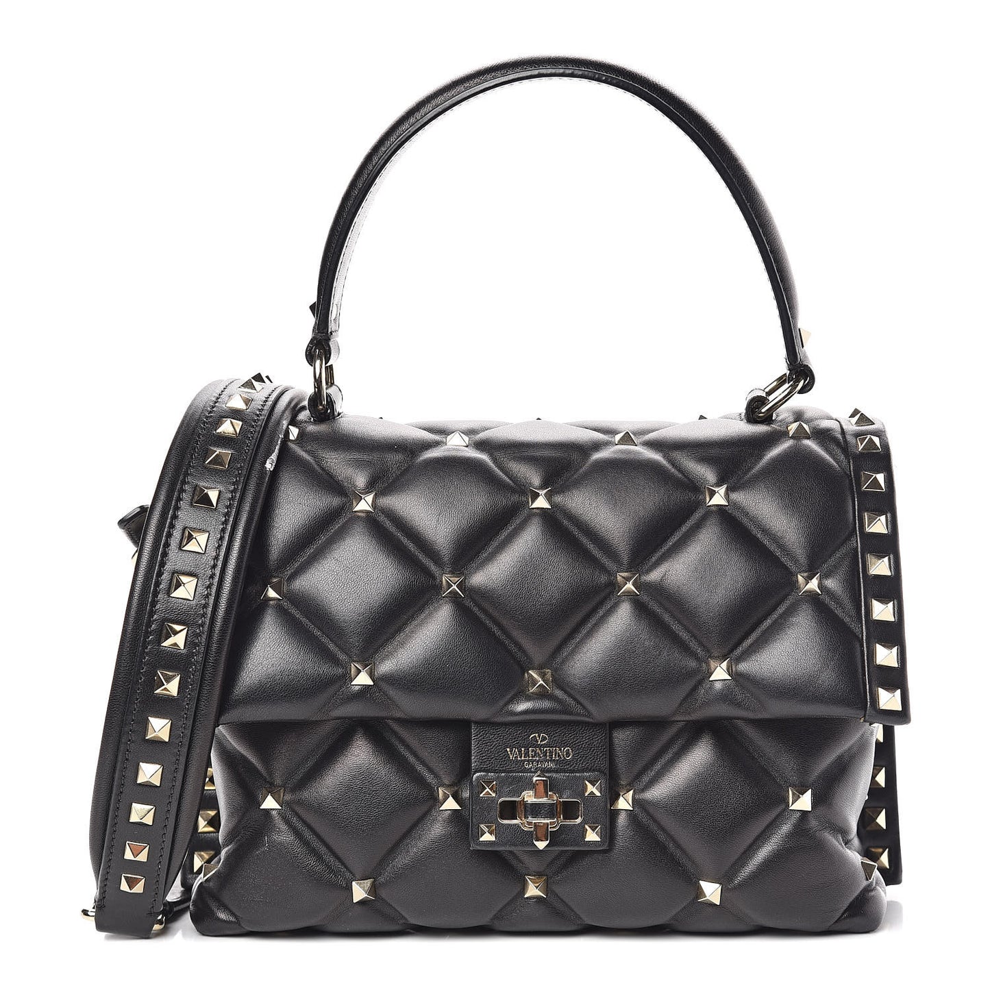 Nappa Medium Candystud Top Handle Bag Black