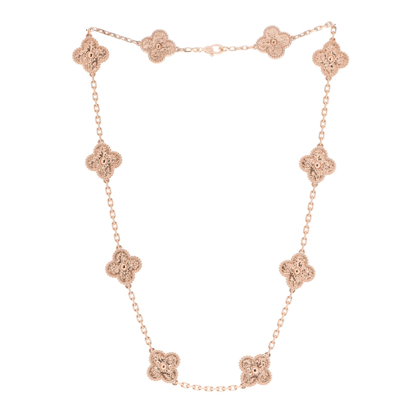 18K Rose Gold 10 Motifs Vintage Alhambra Necklace