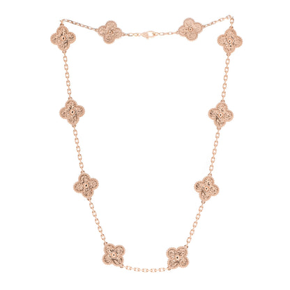 Van Cleef & Arpels 18K Rose Gold 10 Motifs Vintage Alhambra Necklace 3 of 6