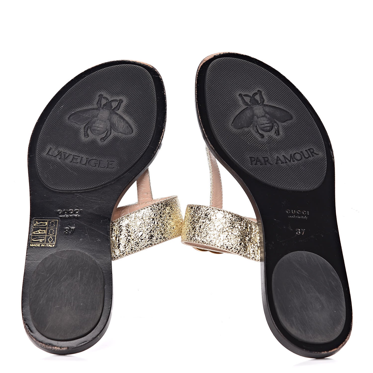 Gucci Nappa Silk Galassia GG Marmont Thong Flat Sandals 37 Platino 9 of 14
