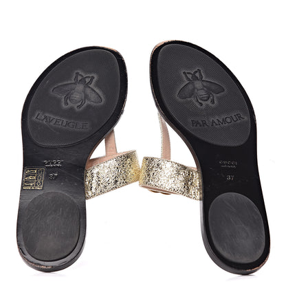 Gucci Nappa Silk Galassia GG Marmont Thong Flat Sandals 37 Platino 9 of 14