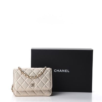 Chanel Metallic Lambskin Quilted Mini Wallet On Chain WOC Gold 10 of 10