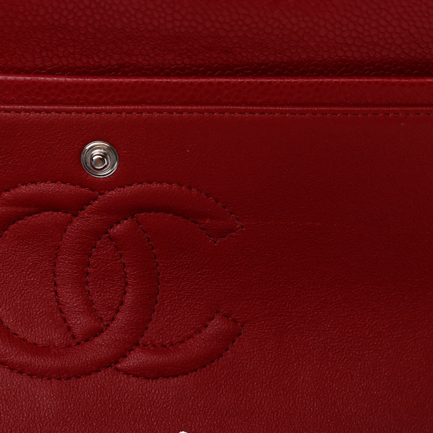 Caviar Quilted Medium Double Flap Red