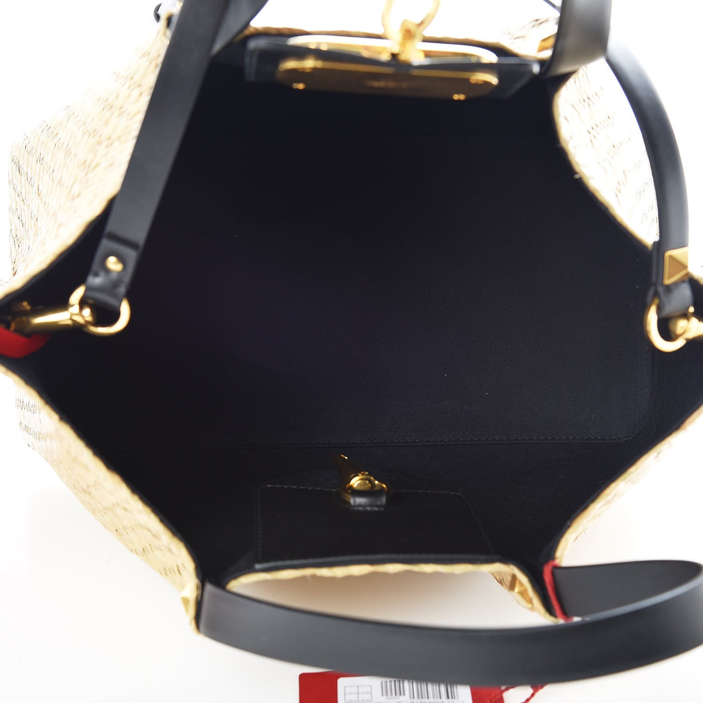 Raffia Medium Vlogo Escape Shopper Natural Black Rouge