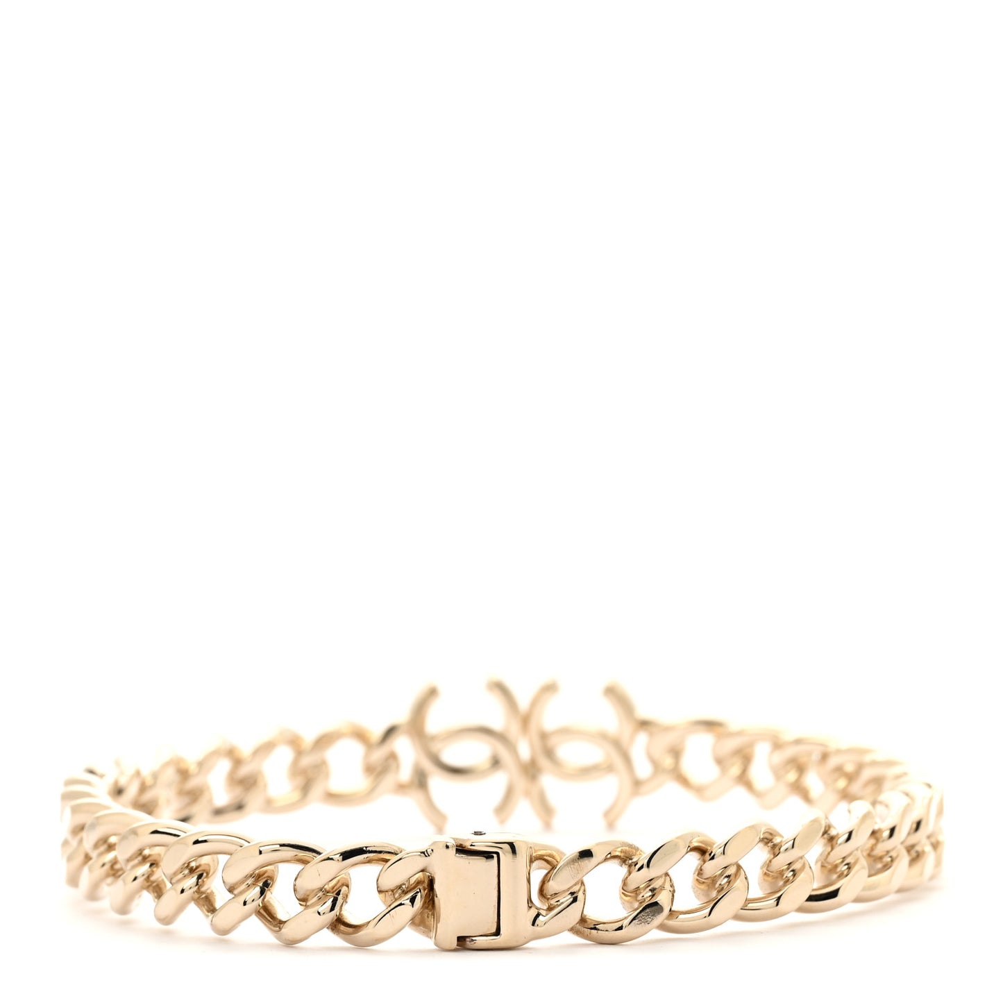 Metal CC Chain Link Choker Necklace M Gold
