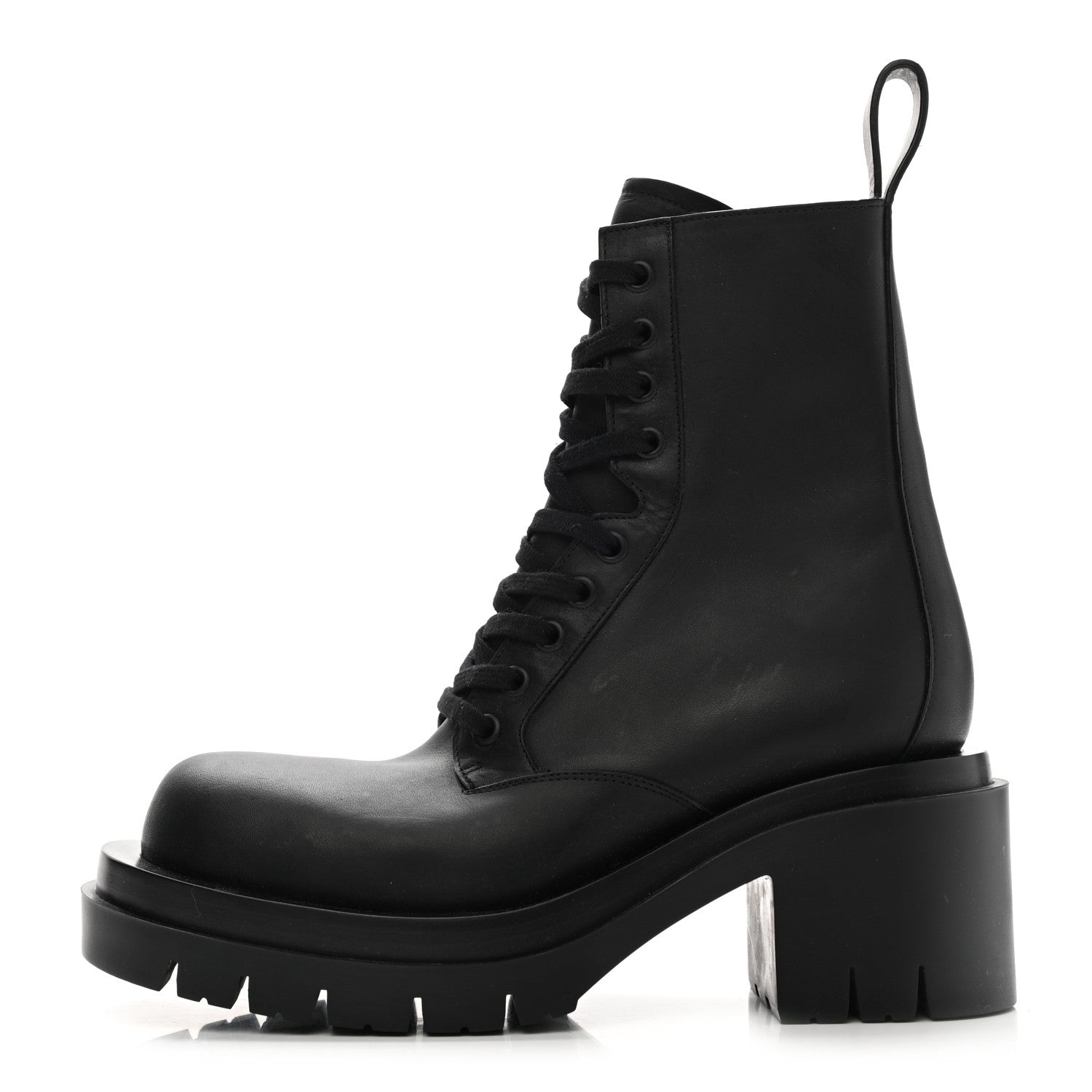 Bottega Veneta Calfskin The Lug Lace Up 30/70mm Ankle Boots 38 Black 1 of 6