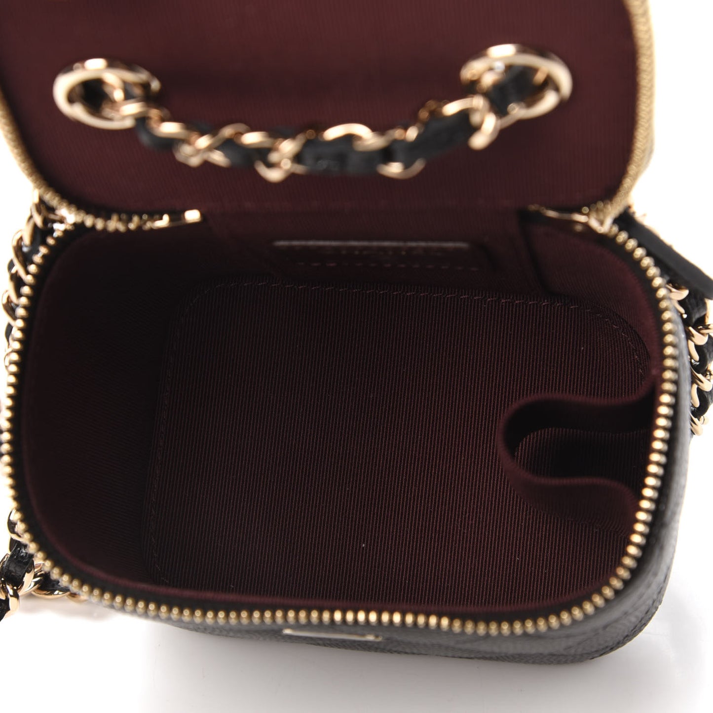 Caviar Quilted Mini Vanity Case With Chain Black