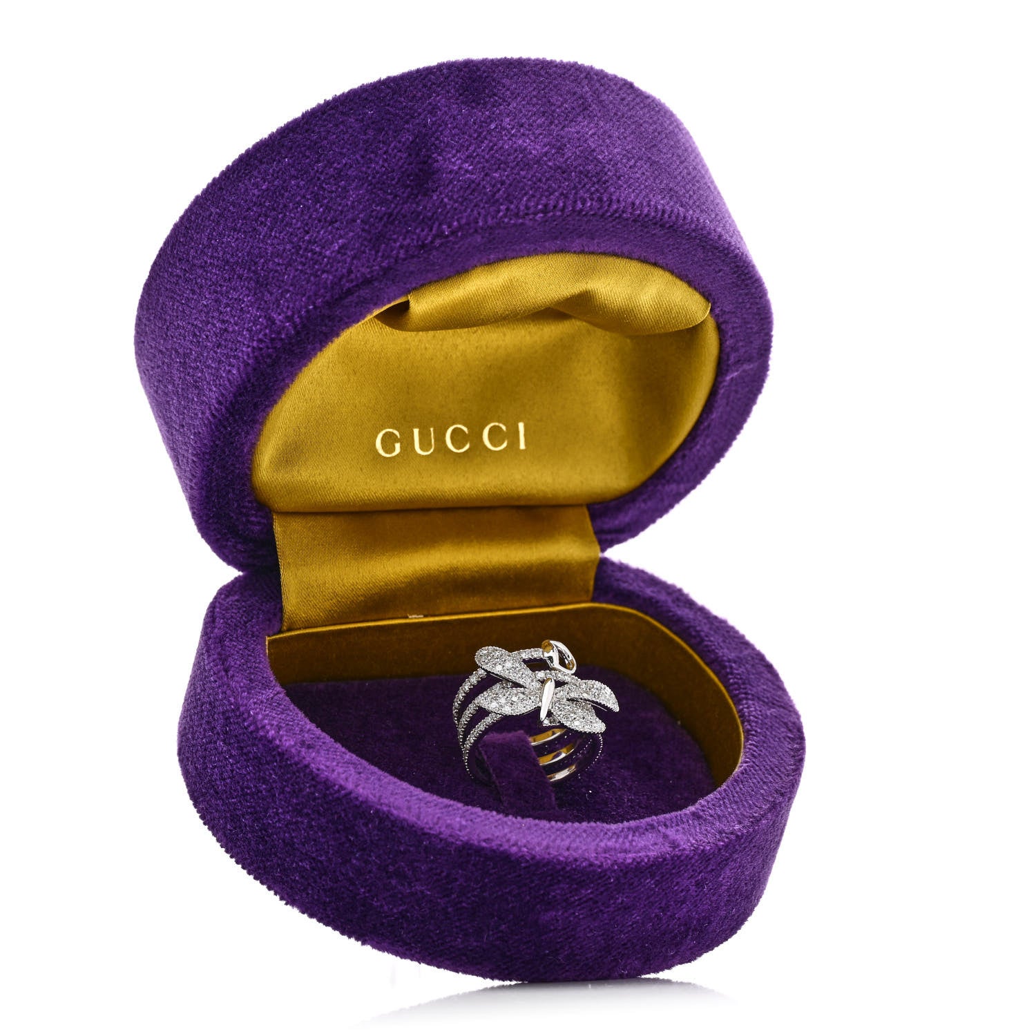 Gucci 18K White Gold Diamond Flora Butterfly Ring 53 6.25 6 of 6