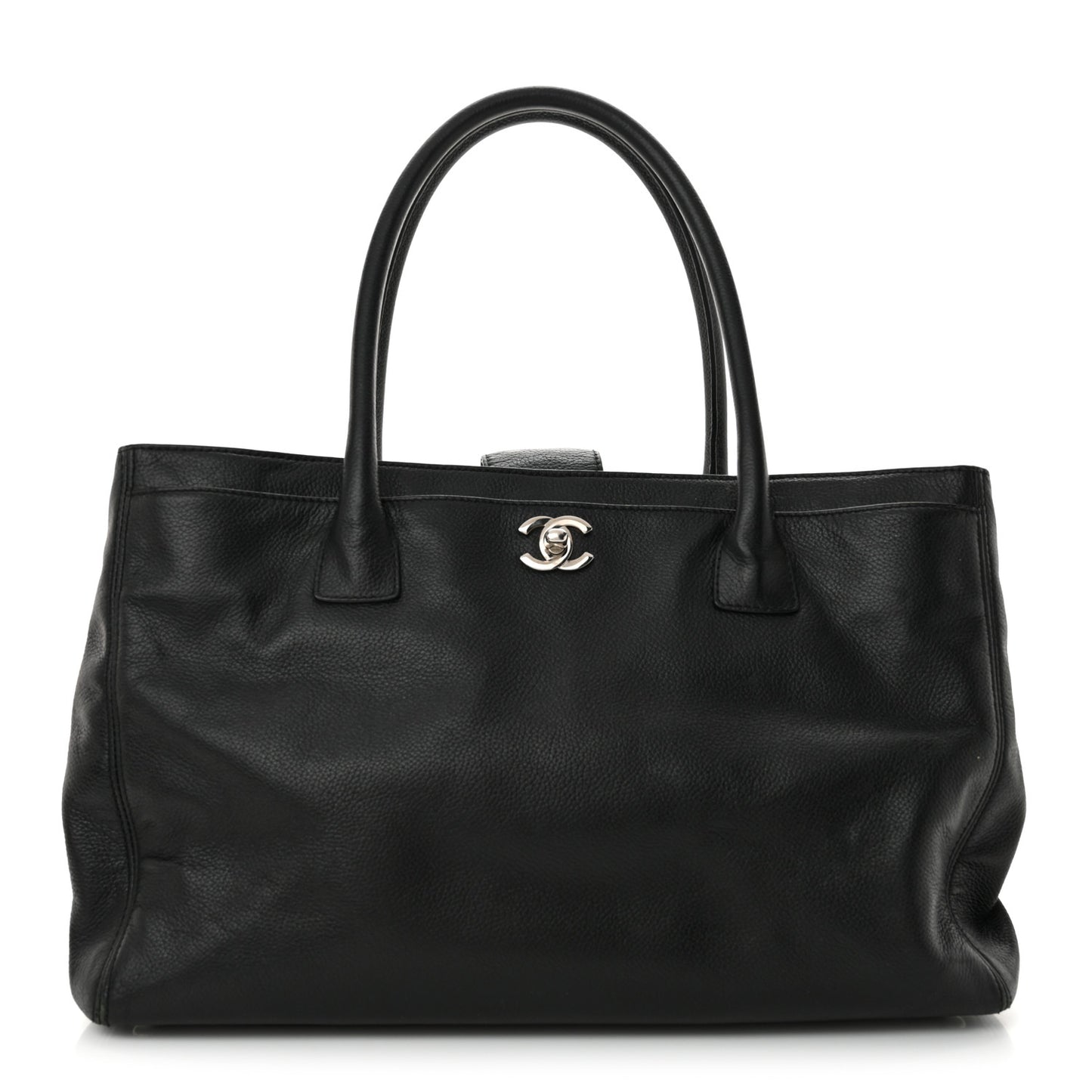 Calfskin Cerf Executive Shopper Tote Black