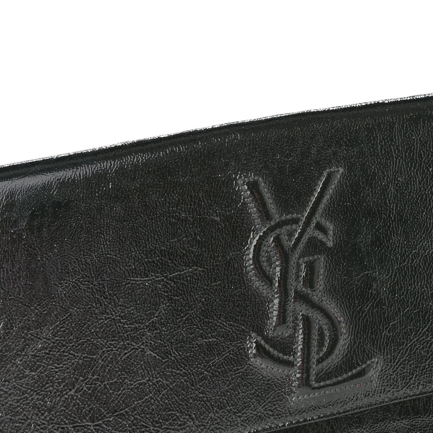 Textured Patent Monogram Large Belle De Jour Clutch Black