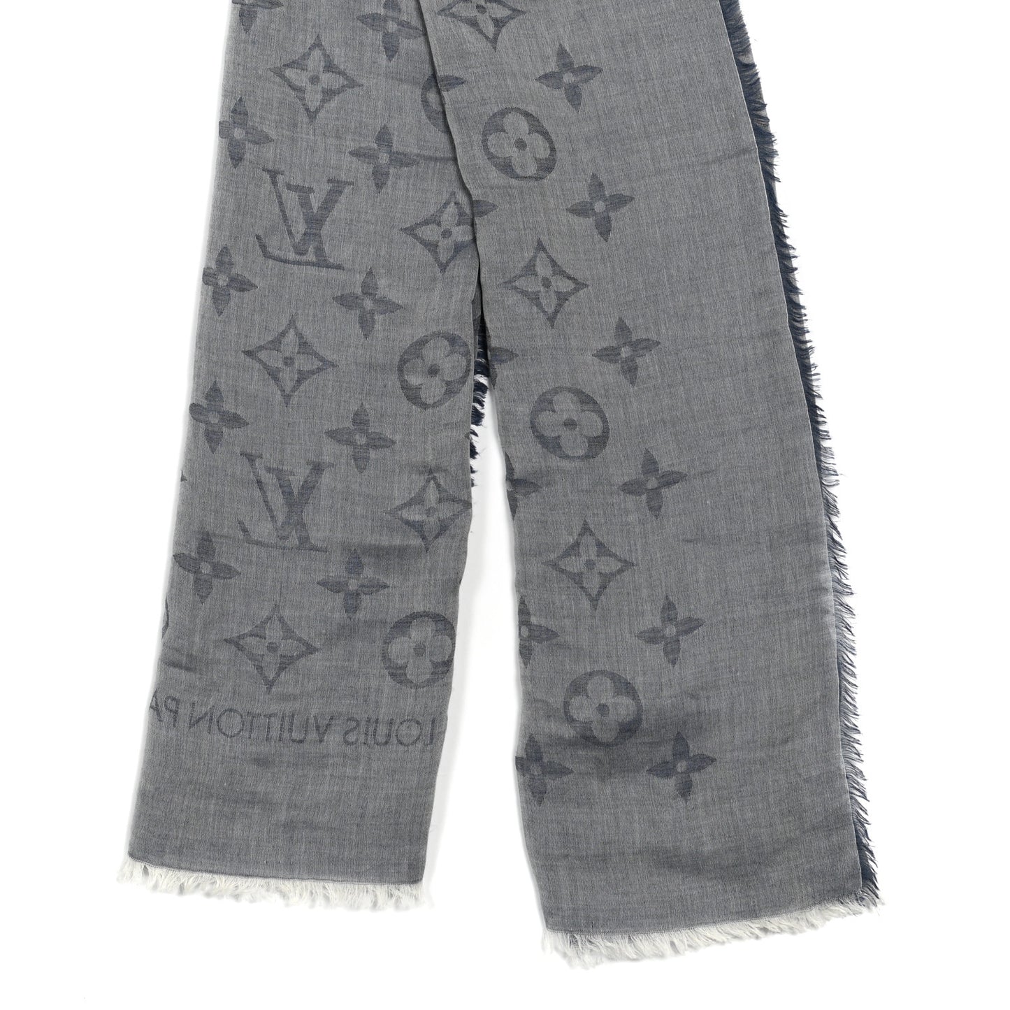Wool Cotton Silk Daily Monogram Stole Denim
