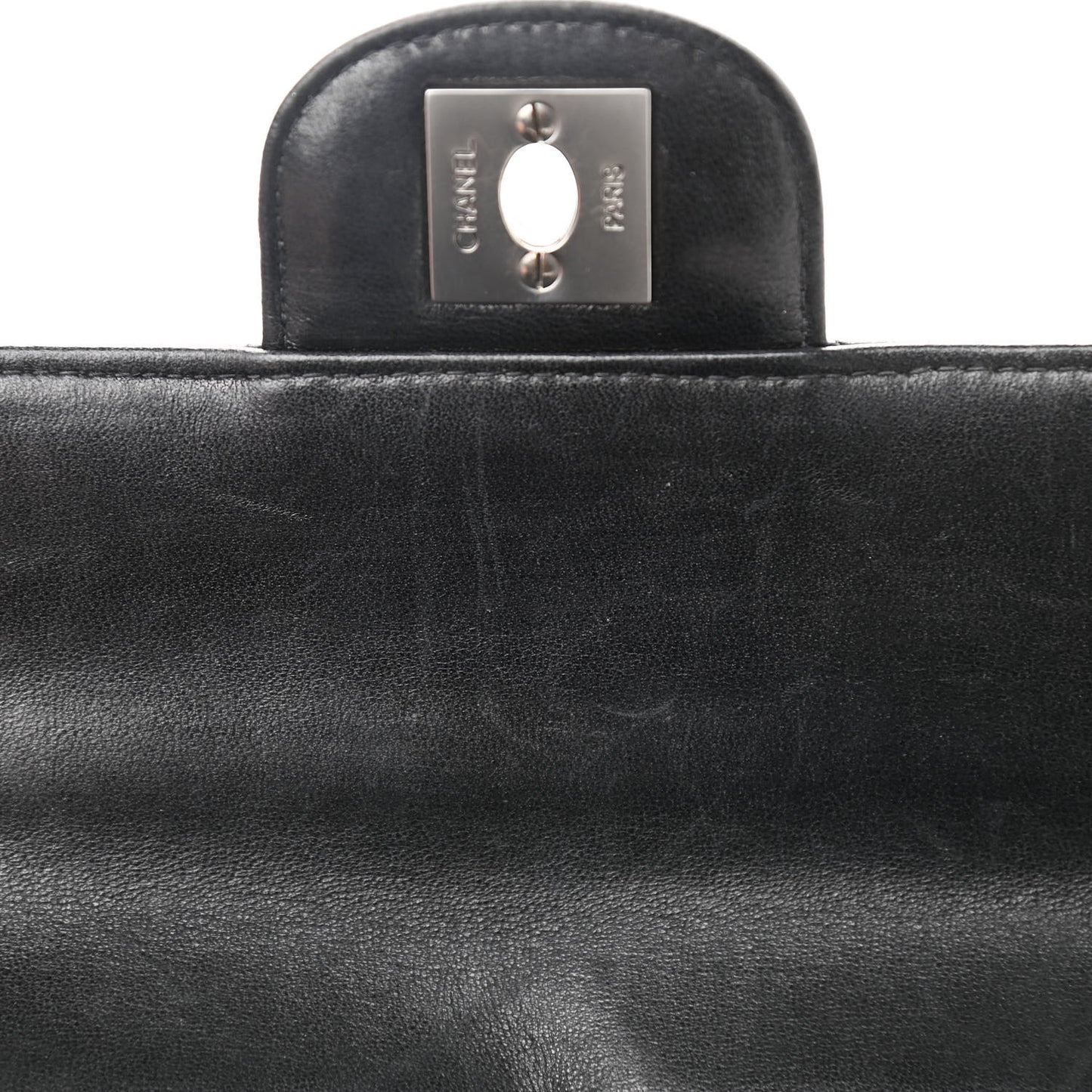 Lambskin East West Chocolate Bar Flap Black