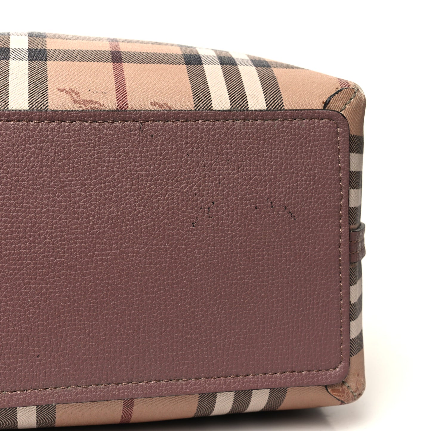 Grainy Calfskin Haymarket Check Medium Reversible Tote Light Elderberry