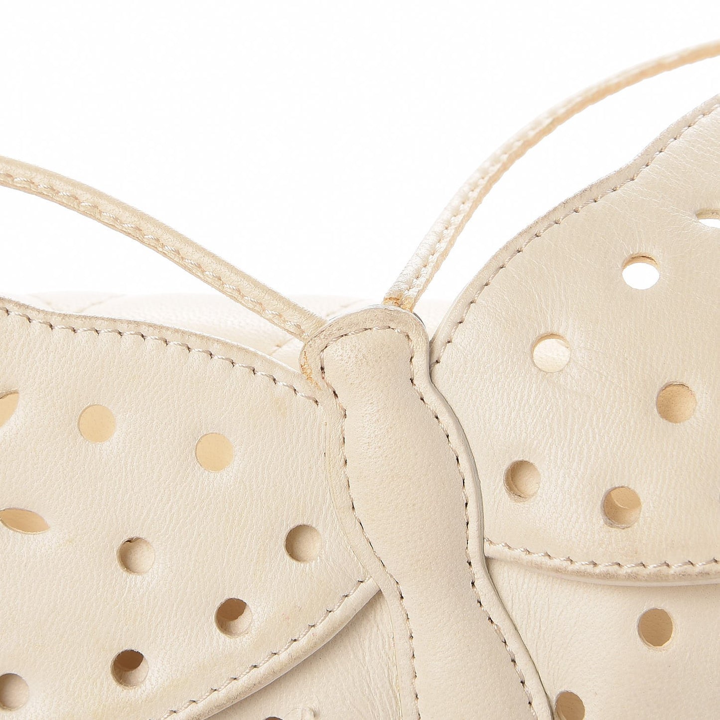 Lambskin Quilted Butterfly Chain Clutch White