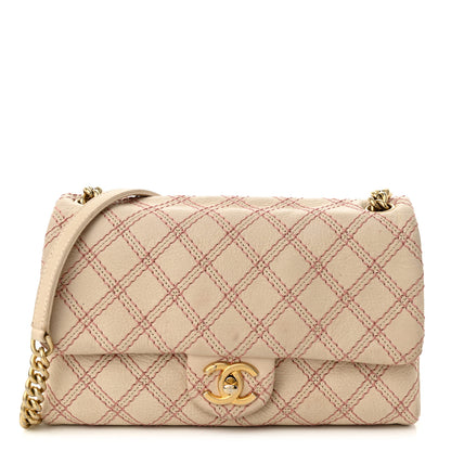 Chanel Calfskin Triple Stitched Medium Flap Pink 1 of 10