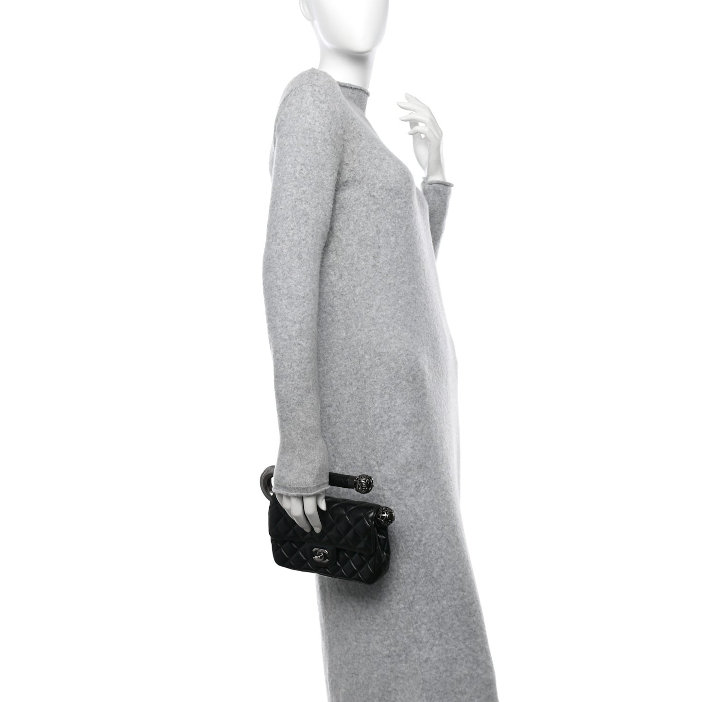 Lambskin Quilted Mini Around the World Flap Black