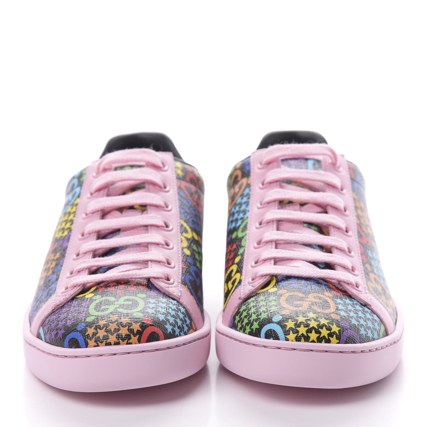 GG Supreme Monogram Psychedelic Womens Ace Sneakers 36.5 Black Multicolor Sugar Pink