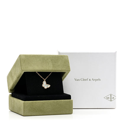 Van Cleef & Arpels 18K Yellow Gold Mother of Pearl Sweet Alhambra Butterfly Pendant Necklace 5 of 5