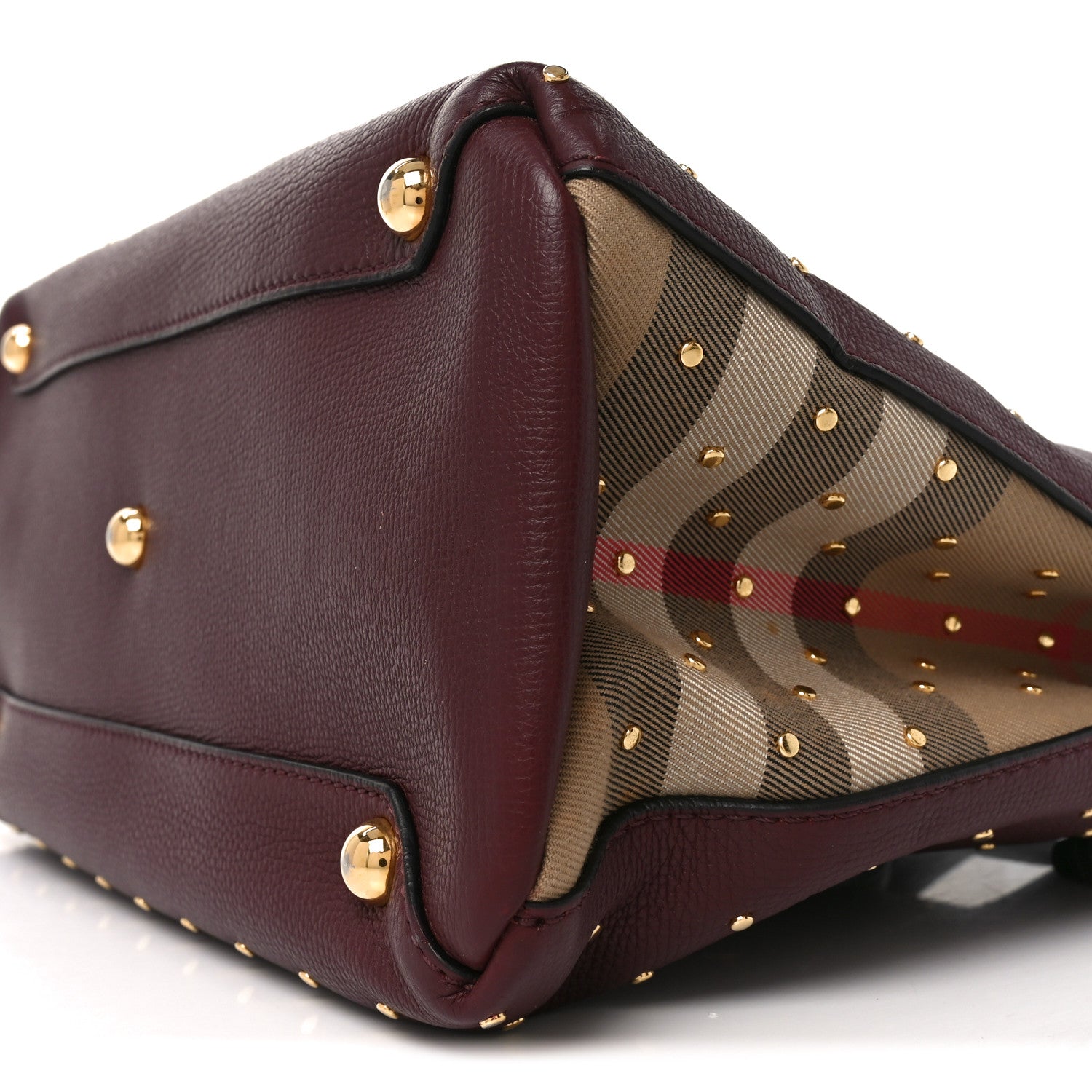 Burberry Grainy Calfskin Studded Medium Banner Tote Burgundy 9 of 9