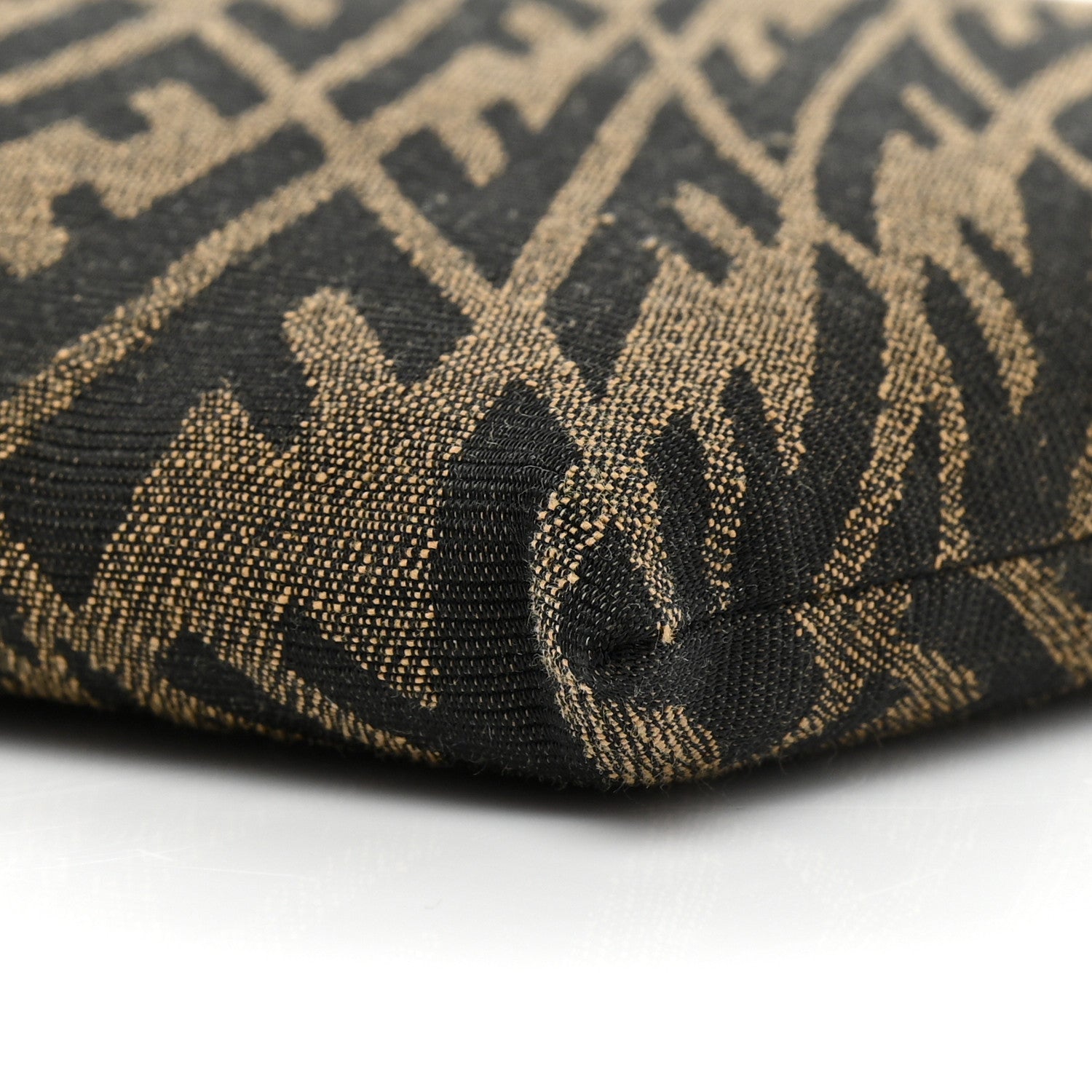Fendi X SARAH COLEMAN Fabric Jacquard Vitello King FF Vertigo Pochette Tobacco Moro Black 7 of 7