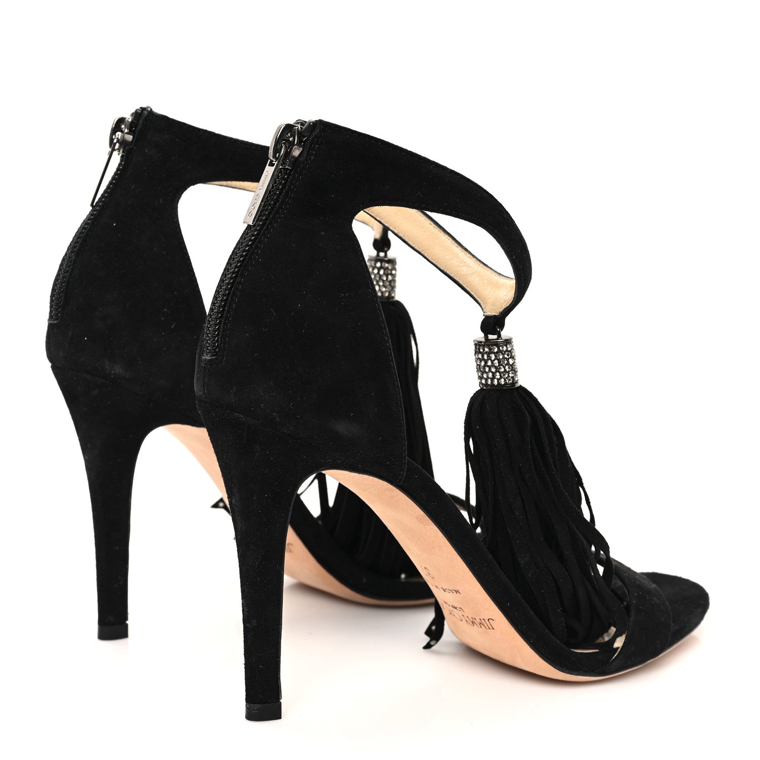 Jimmy Choo Suede Viola Tassel Sandals 37 Black 4 of 8