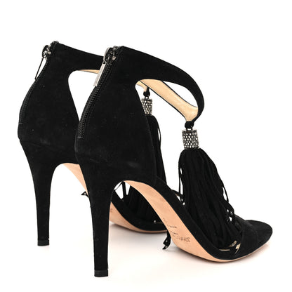 Jimmy Choo Suede Viola Tassel Sandals 37 Black 4 of 8