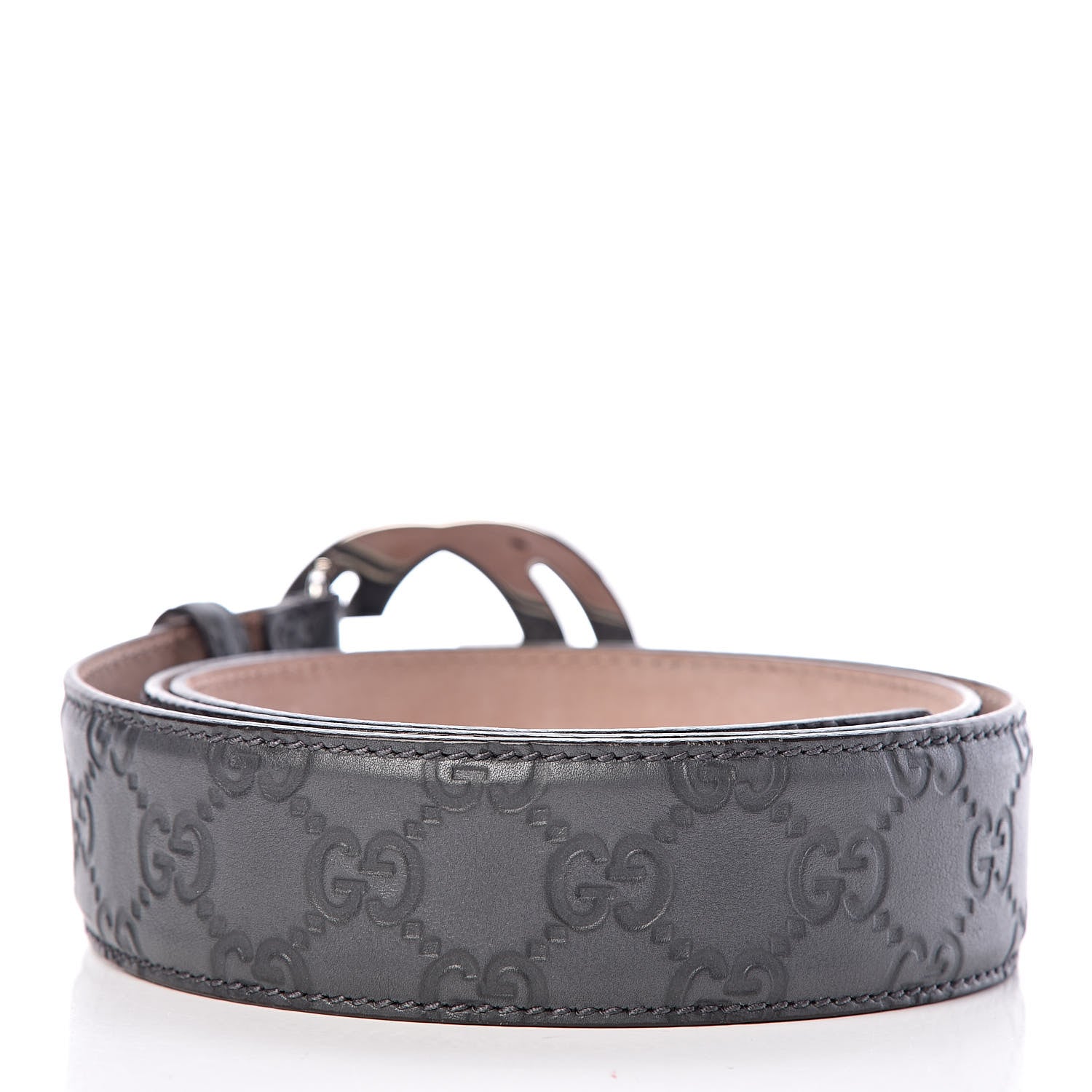 Gucci Guccissima Interlocking G Belt 95 38 Dark Grey 3 of 7