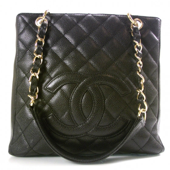 Caviar Petit Shopping Tote PST Black