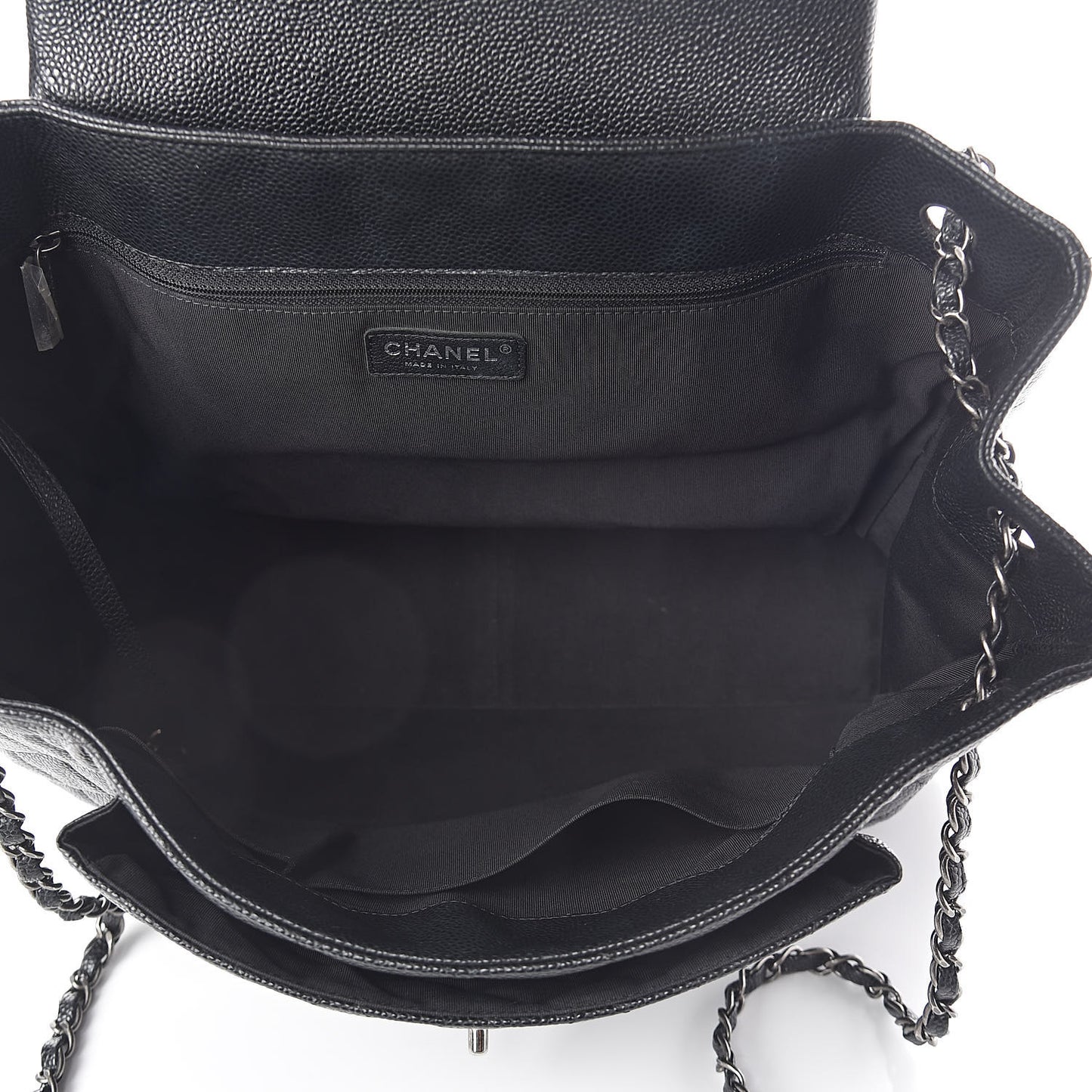 Caviar Quilted Flap Tote Black