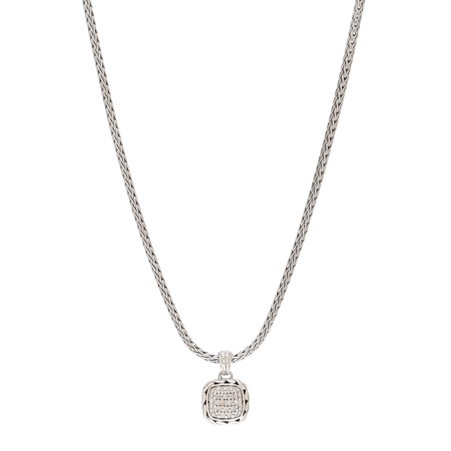 John Hardy Sterling Silver Diamond Classic Chain Pendant Necklace 1 of 4