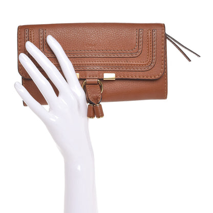 Chloe Calfskin Marcie Continental Flap Wallet Tan 3 of 16