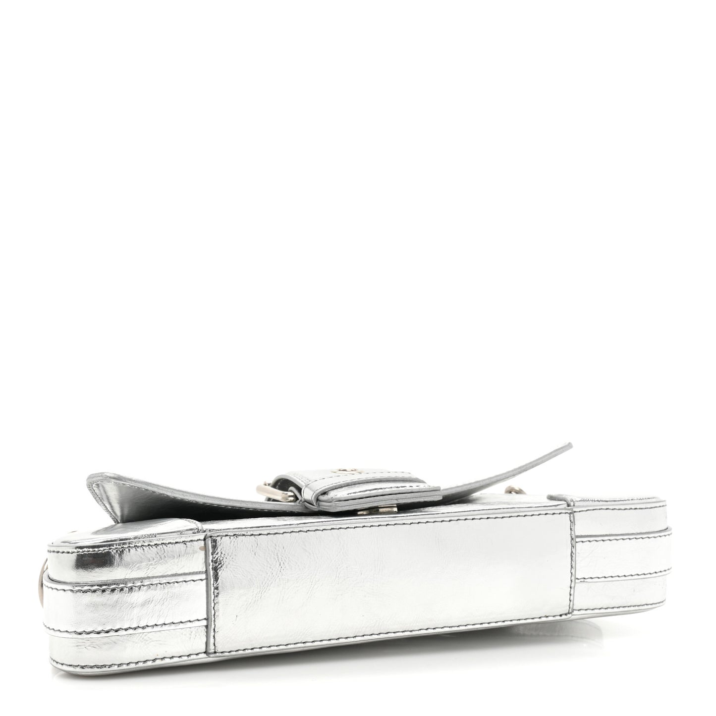 Smooth Metallic Calfskin Small Lindsay Shoulder Bag Silver