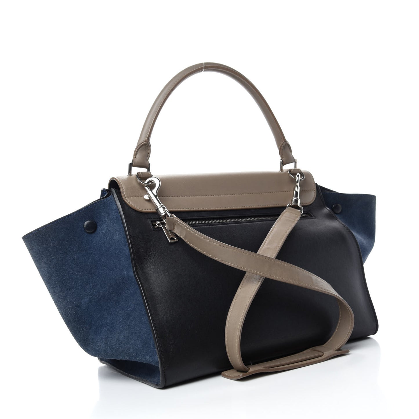 Calfskin Suede Medium Tri-color Trapeze Sand
