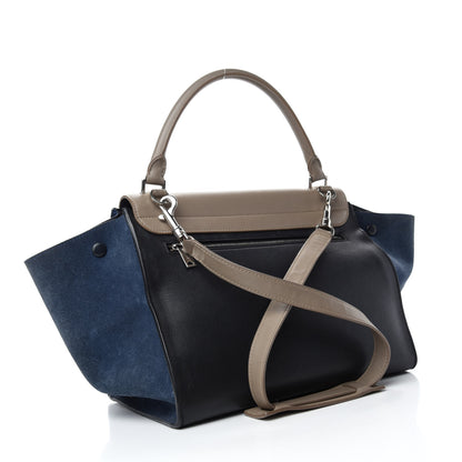 Celine Calfskin Suede Medium Tri-color Trapeze Sand 3 of 9
