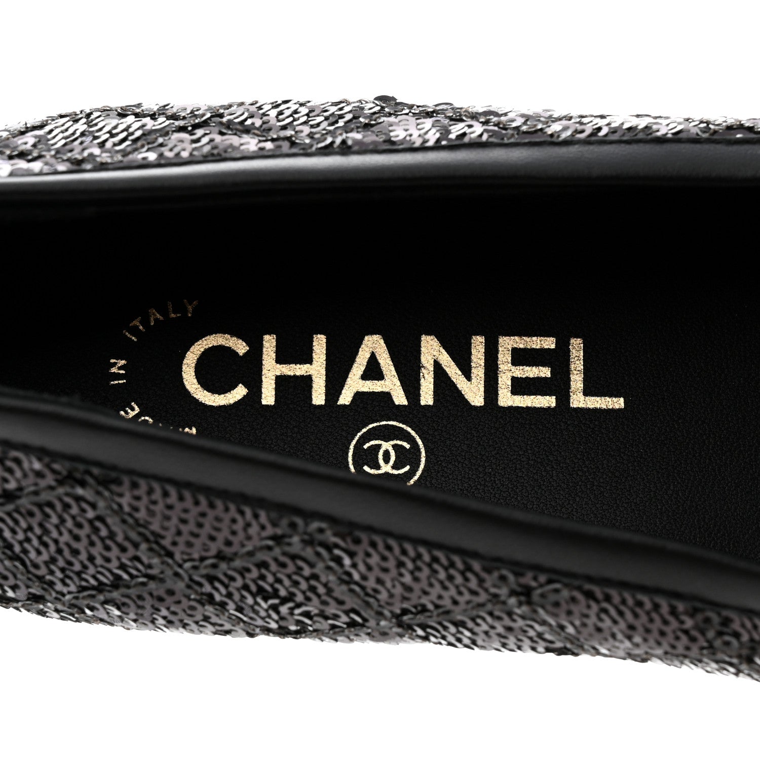 Chanel Sequin Lambskin Quilted CC Loafers 37.5 Black 6 of 9
