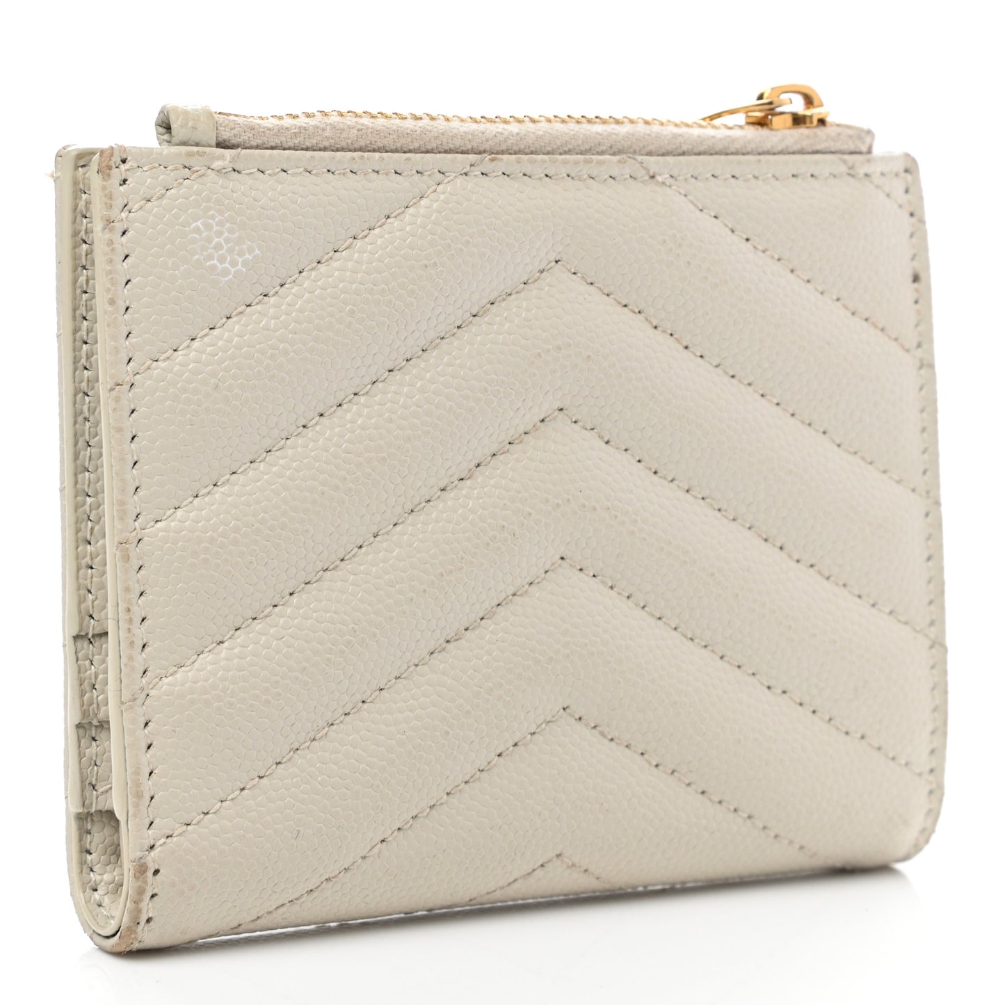 Grain De Poudre Matelasse Chevron Monogram Zipped Card Case Crema Soft
