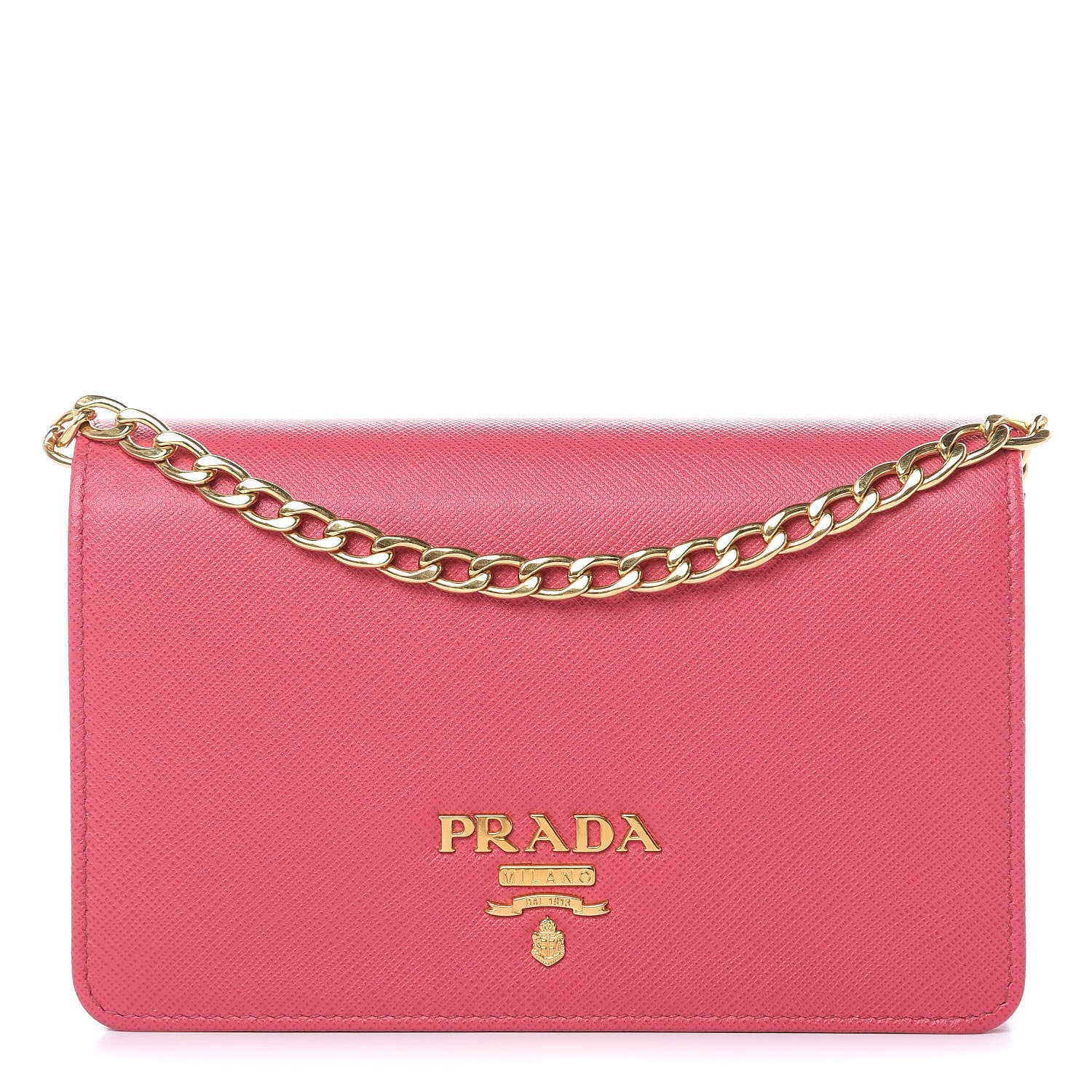 Prada Saffiano Lux Chain Wallet Peonia 1 of 10