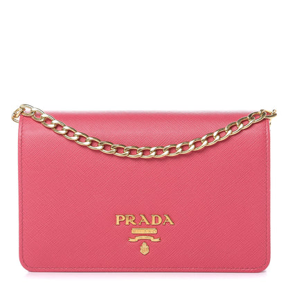 Prada Saffiano Lux Chain Wallet Peonia 1 of 10