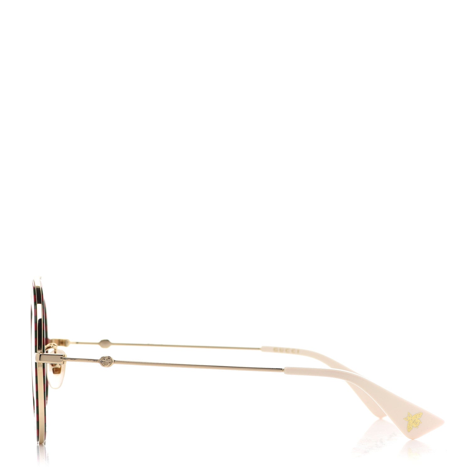 Gucci Metal Acetate Striped Maison Del'Amour Round Frame Sunglasses GG0113S Red Green 3 of 9