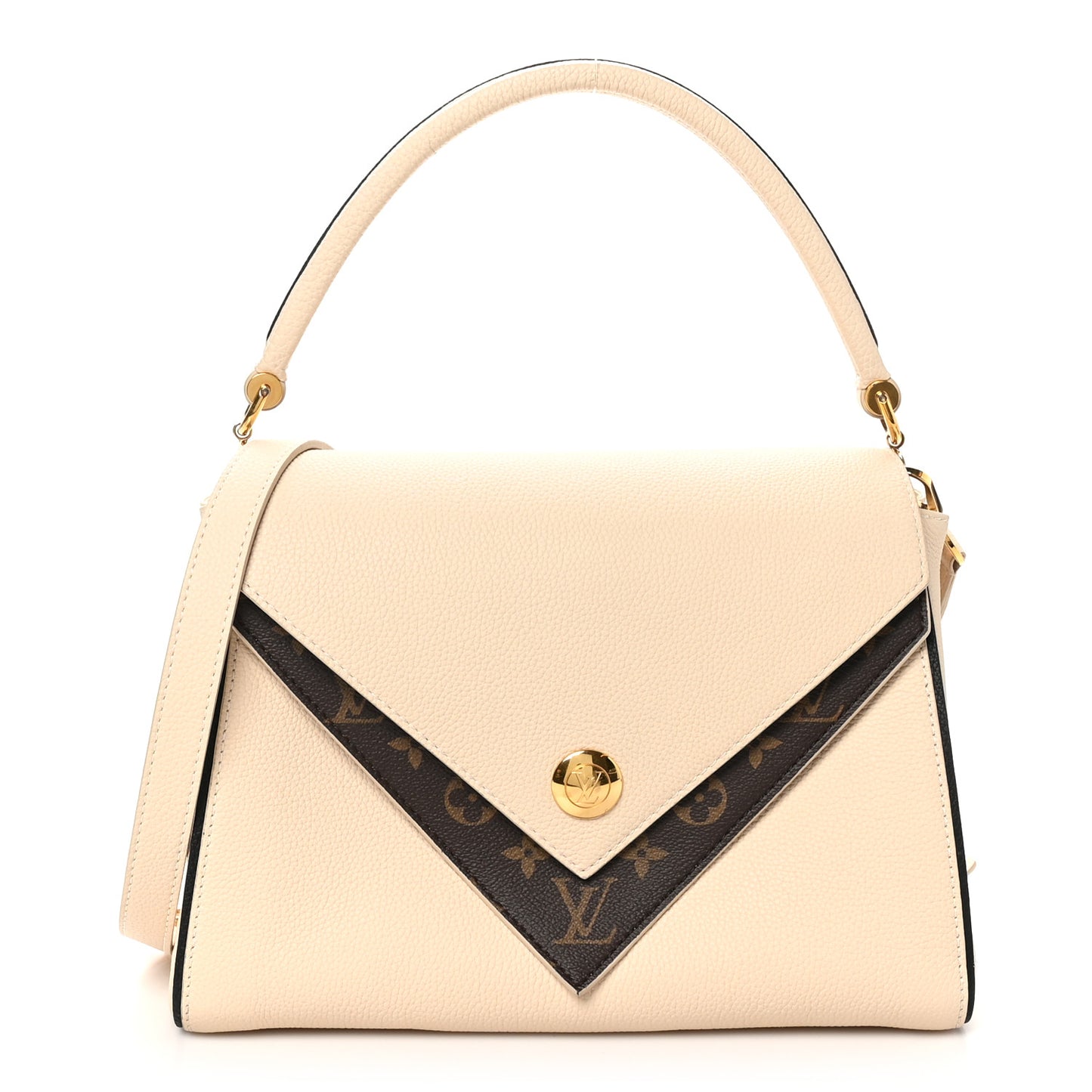 Grained Calfskin Monogram Double V Creme