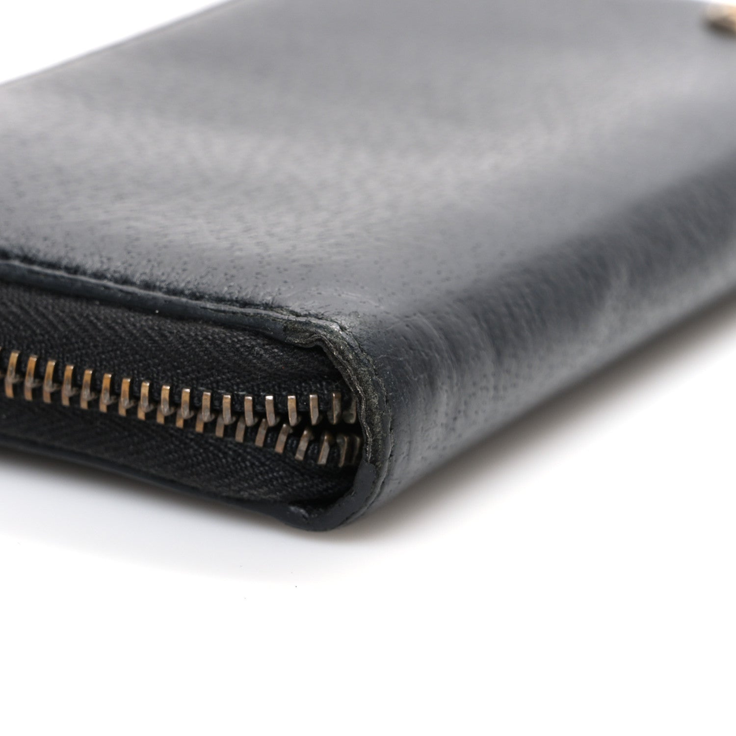 Gucci Dollar Calfskin Boar Effect GG Marmont Zip Around Wallet Black 8 of 8